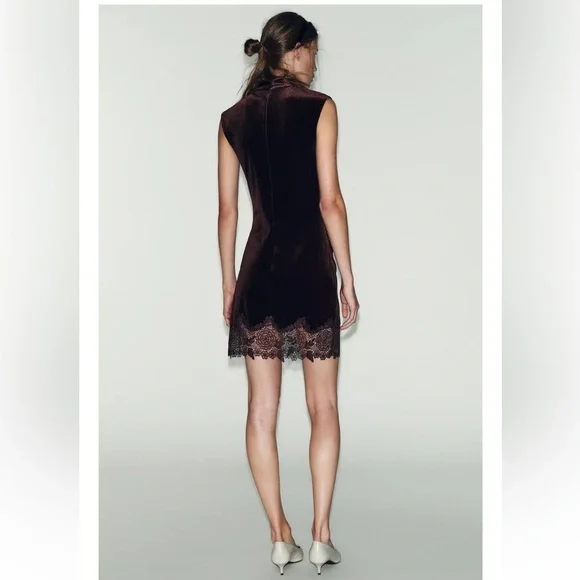 Zara VELVET LACE DRESS - Picture 11 of 13
